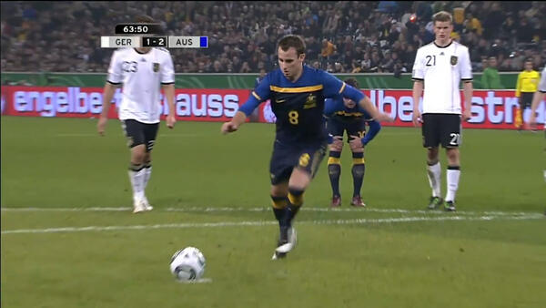 Luke Wilkshire gives Socceroos lead v Germany in 2011 International Friendly