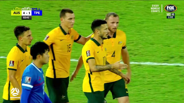 GOAL: Ajdin Hrustic and Nikita Rukavytsya set up Mitchell Duke for lovely second goal | Australia v Chinese Taipei