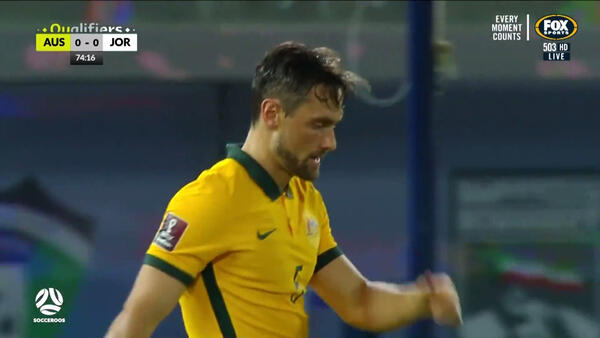 James Holland crashes a shot into the post  | Highlights | Socceroos v Jordan | FIFA World Cup qualifier