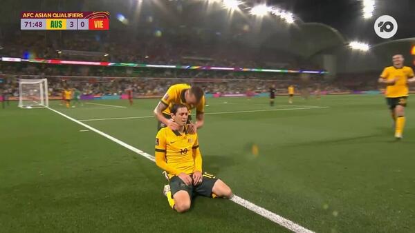 GOAL: Goodwin - Debut Socceroos goal for the winger