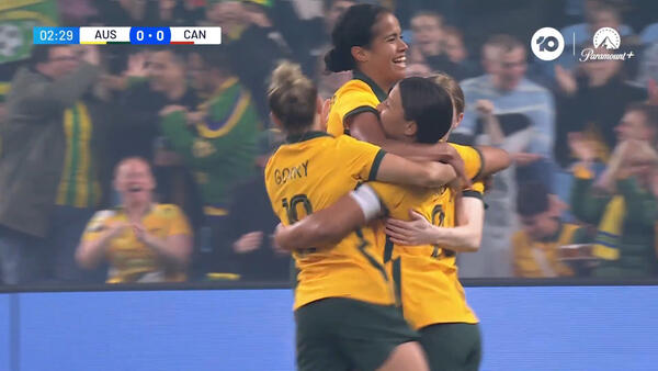 GOAL: Mary Fowler scores the first ever goal at the new Allianz Stadium | CommBank Matildas v Canada