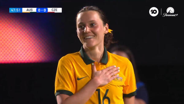 GOAL: Raso opens the scoring for the Matildas