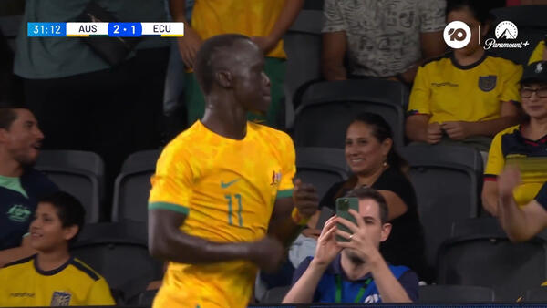 GOAL: Awer Mabil pounces on Ecuador's mistake