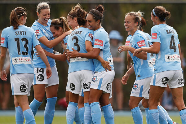 Melbourne City celebrate a goal
