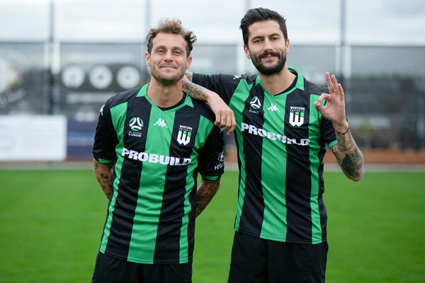 Alessandro Diamanti and Panagiotis Kone in Western United's home jersey