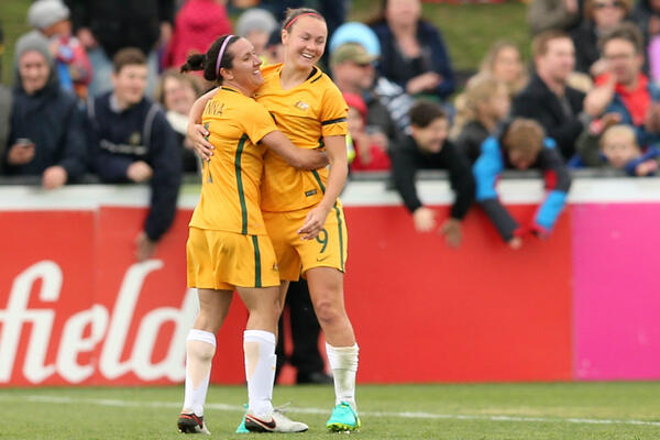 Caitlin Foord scored a double for the Westfield Matildas in Ballarat.