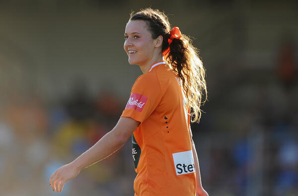 Hayley Raso all smiles during her previous stint at Brisbane Roar.