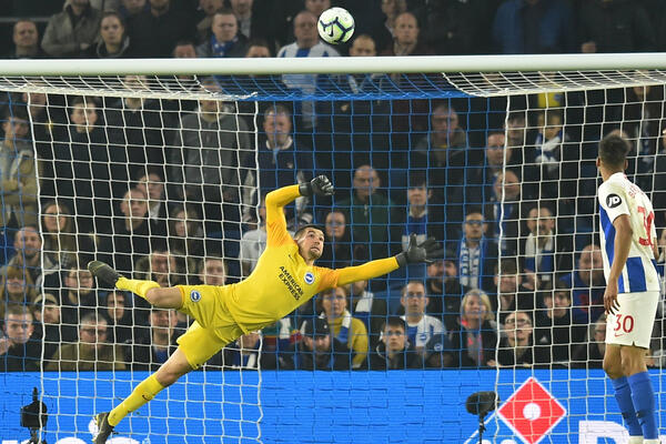 Mat Ryan in action against Cardiff