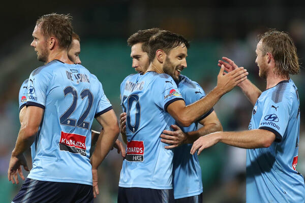 Sydney FC celebrate a goal