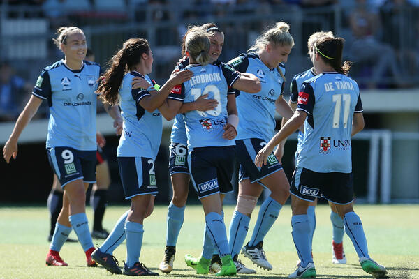 Sydney FC celebrate a goal